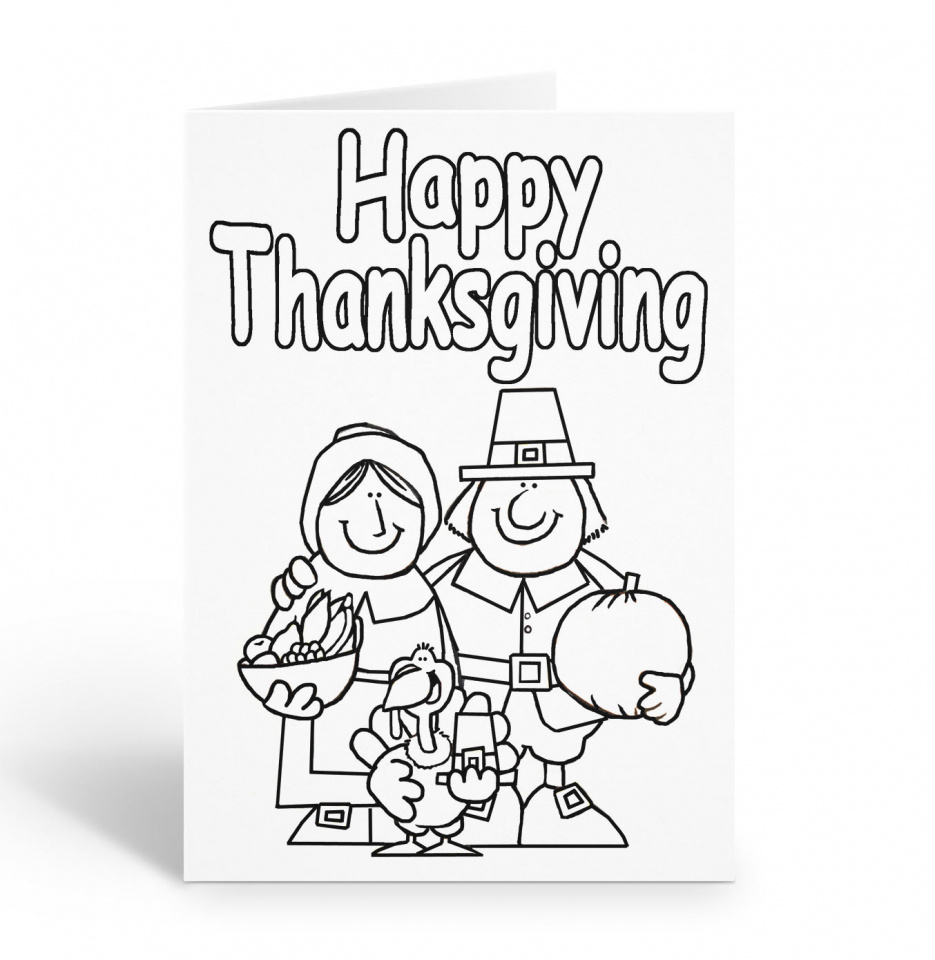 Happy Thanksgiving Children&amp;#039;S Color In Card Set - Kid&amp;#039;S Coloring throughout Thanksgiving Day Cards to Color