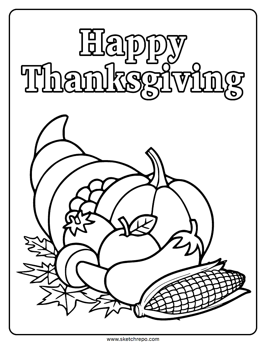 Happy Thanksgiving Coloring Page - Sketch Repo inside Printable Happy Thanksgiving Coloring Pages