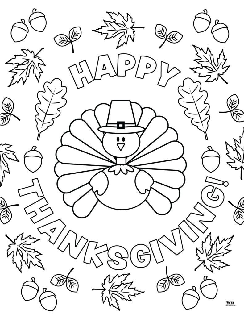 Happy Thanksgiving Coloring Pages - 20 Free Printables | Printabulls in Happy Thanksgiving Coloring Pages Printable