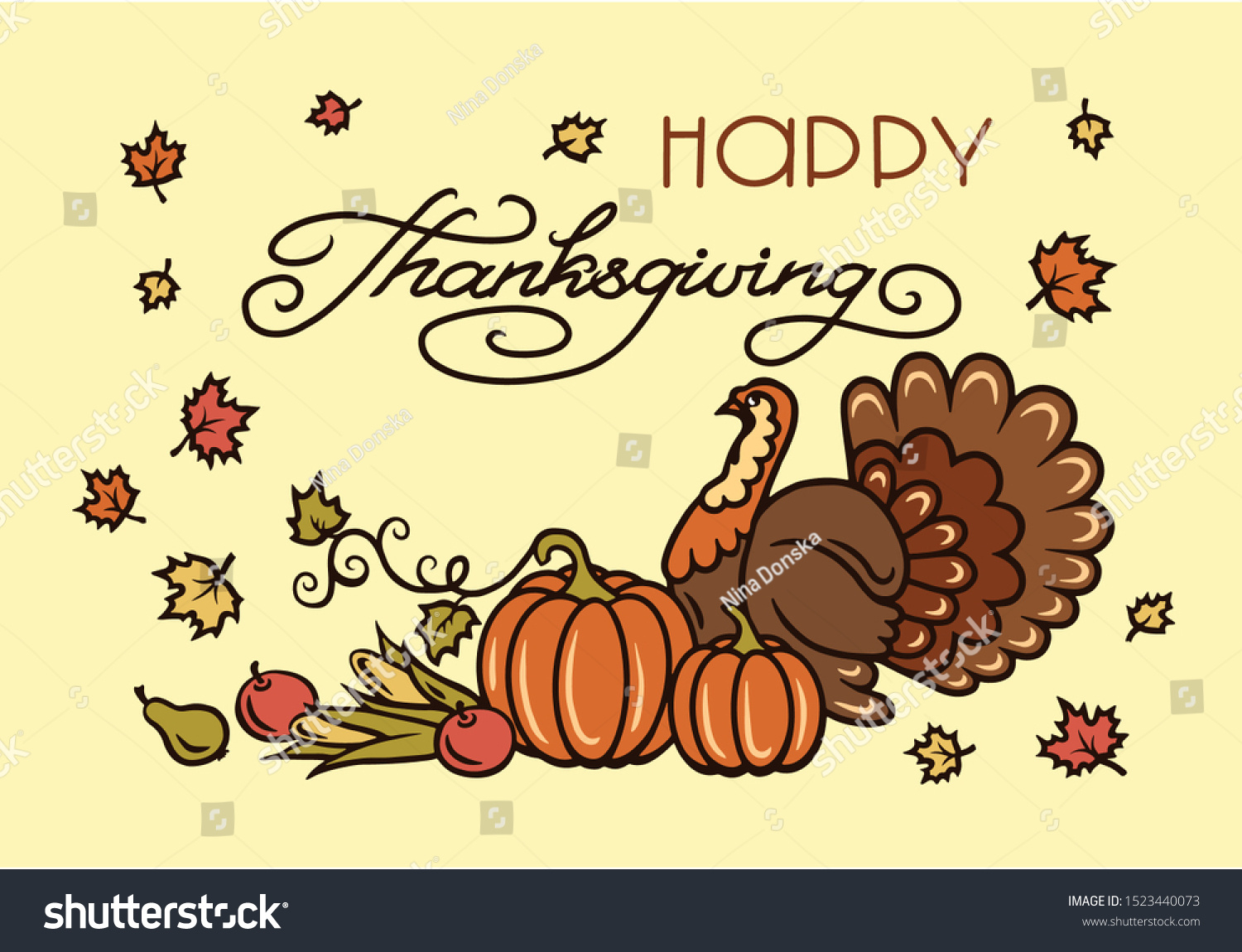 Happy Thanksgiving Day Turkey Greeting Card Stock Vector (Royalty regarding Thanksgiving Cards Drawings