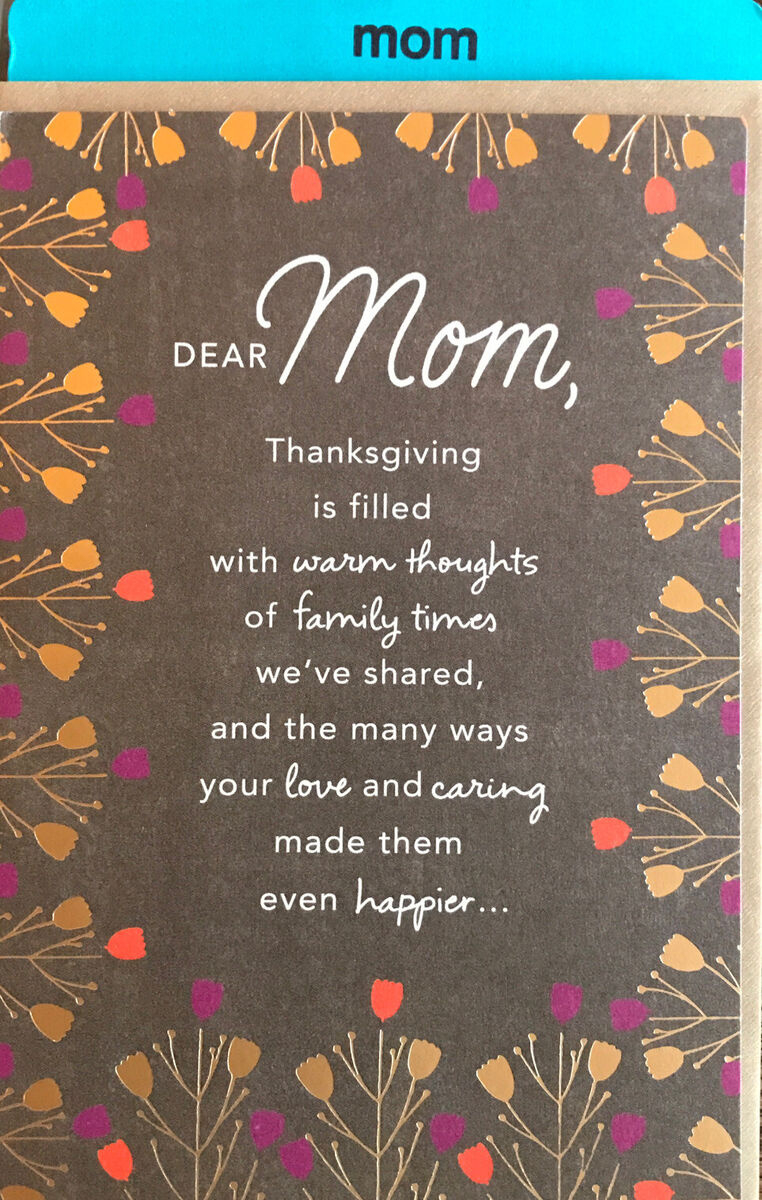 Happy Thanksgiving, Dear Mom, Warm Thoughts Of Family Times, Greeting Card inside Thanksgiving Cards For Mom