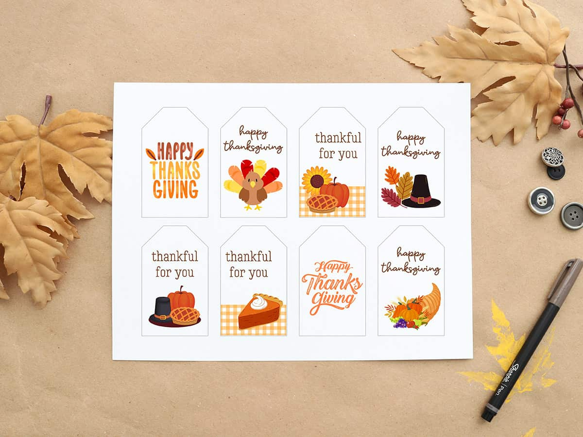 Happy Thanksgiving Gift Tags: 8 Free Printable Tags - Aubree Originals in Free Printable Thanksgiving Labels