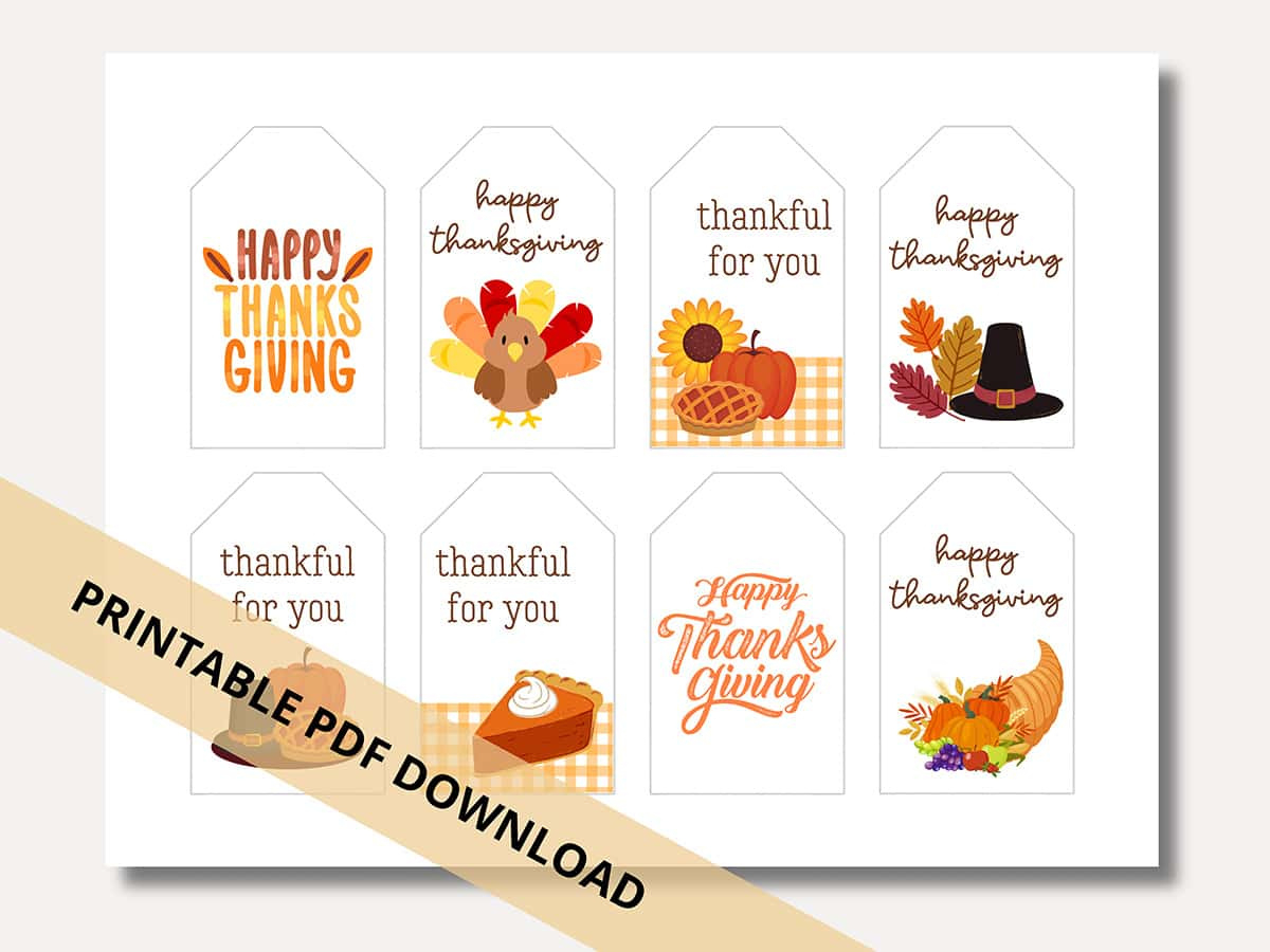 Happy Thanksgiving Gift Tags: 8 Free Printable Tags - Aubree Originals intended for Printable Thanksgiving Tags