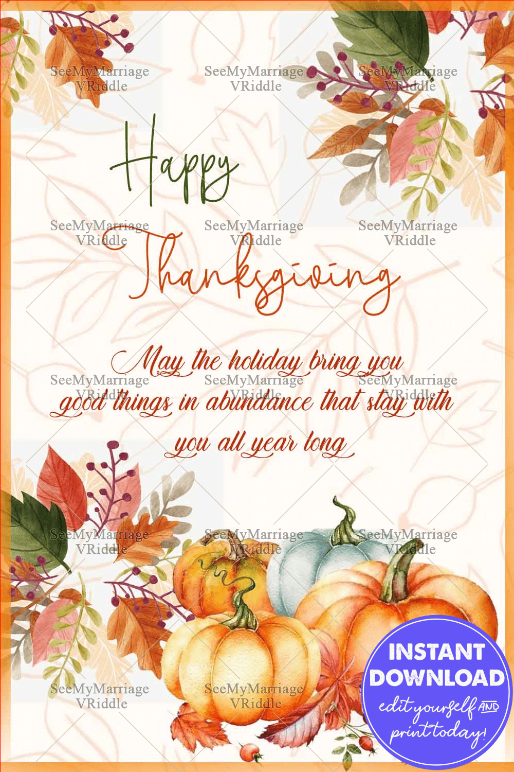 Happy Thanksgiving Greeting Card With Orange Pumpkins And Autumn inside Business Thanksgiving Greeting Cards