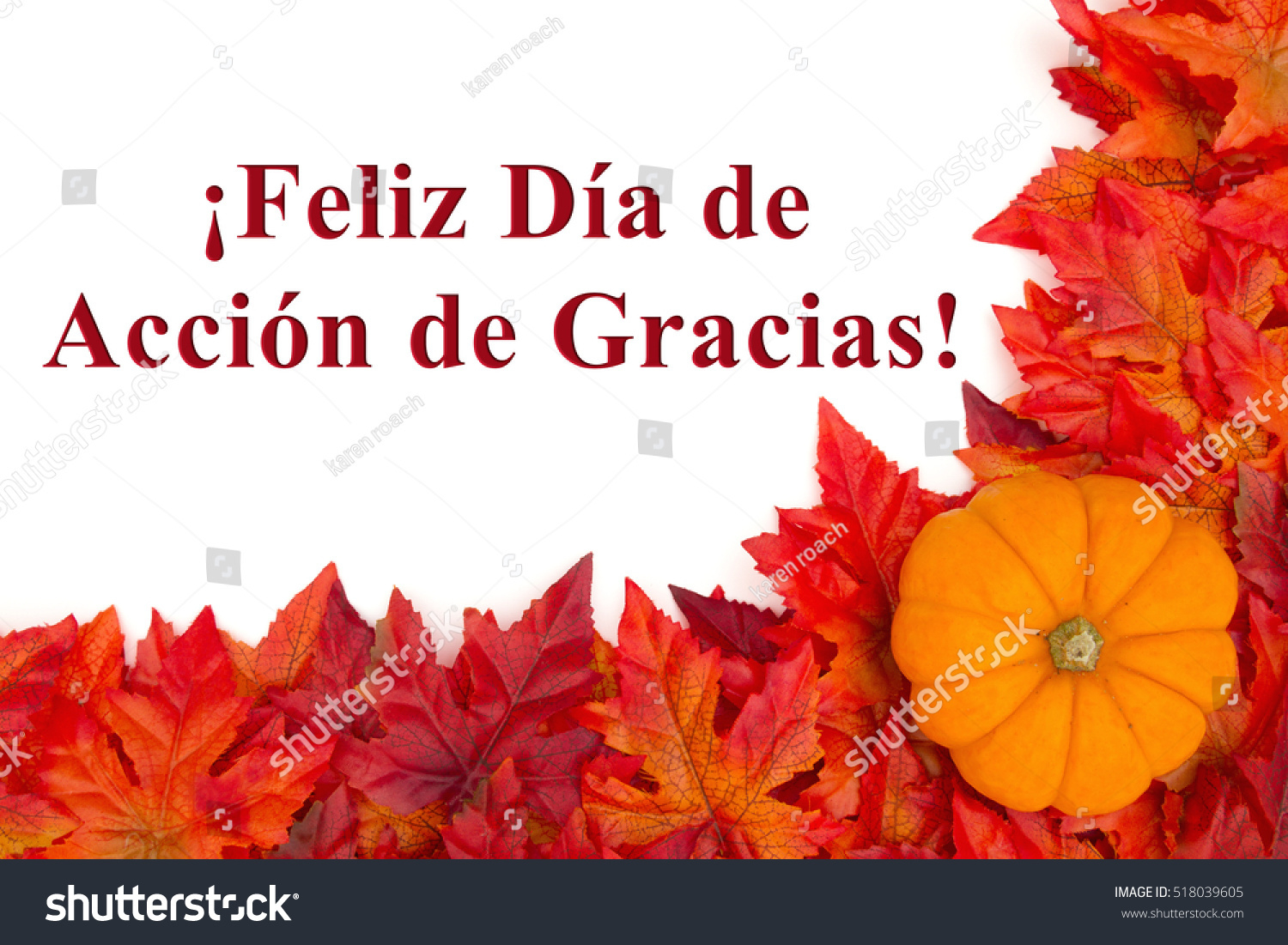 Happy Thanksgiving Greeting Spanish Some Fall Stock Photo regarding Thanksgiving Cards in Spanish