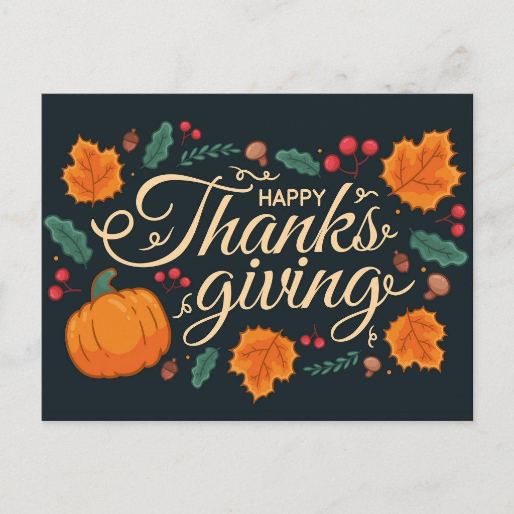 Happy Thanksgiving Postcard | Zazzle with regard to Thanksgiving Cards Minted