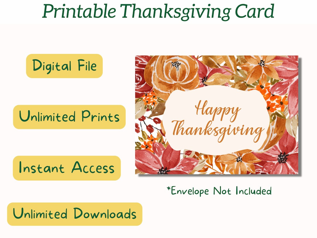 Happy Thanksgiving Printable Card, Digital Card, Fall Greeting inside Thanksgiving Cards Shutterfly