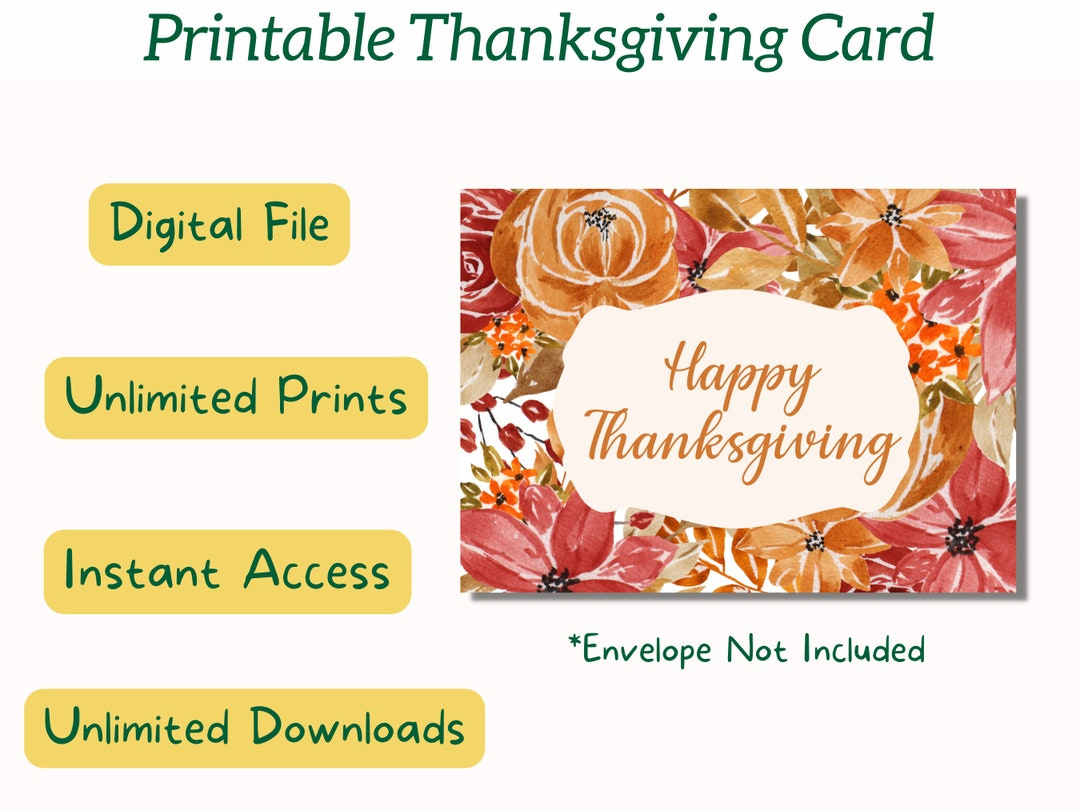 Happy Thanksgiving Printable Card, Digital Card, Fall Greeting with regard to Shutterfly Thanksgiving Cards