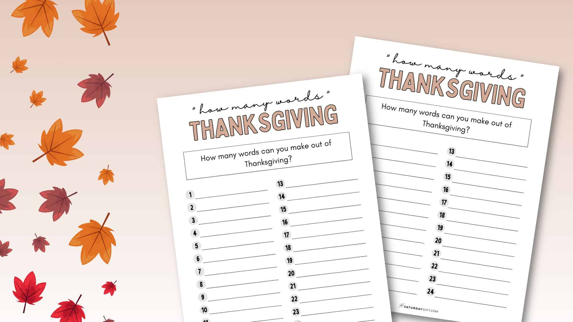 How Many Words Can You Make From Thanksgiving - Worksheet inside How Many Words Can You Make Out of Thanksgiving Worksheet