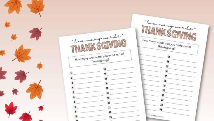 How Many Words Can You Make From Thanksgiving Worksheet