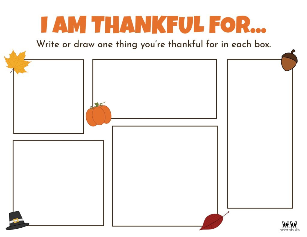 I Am Thankful For&amp;#039; Printables - 10 Unique Worksheets | Printabulls for Thanksgiving Gratitude Worksheet