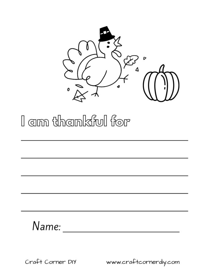 Thanksgiving I Thankful For Worksheet