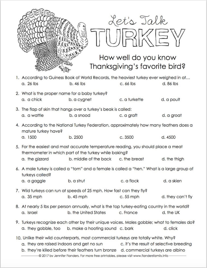 Thanksgiving Quizzes Printable