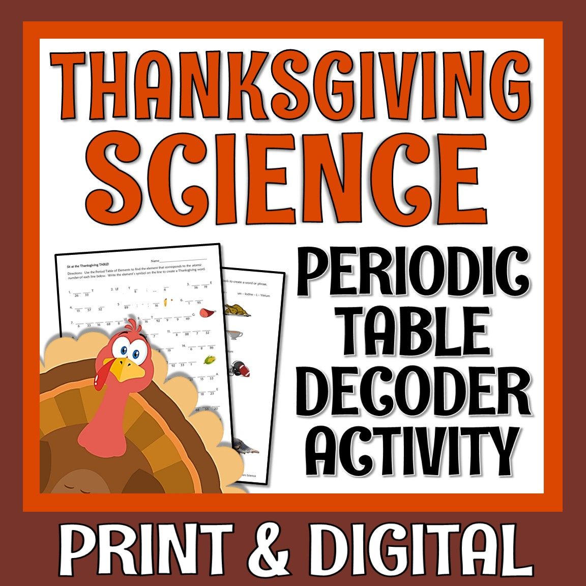 No Prep Thanksgiving Science Activity: Periodic Table Decoder inside Thanksgiving Science Worksheets