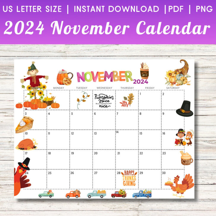 November 2024 Calendar Thanksgiving Printable