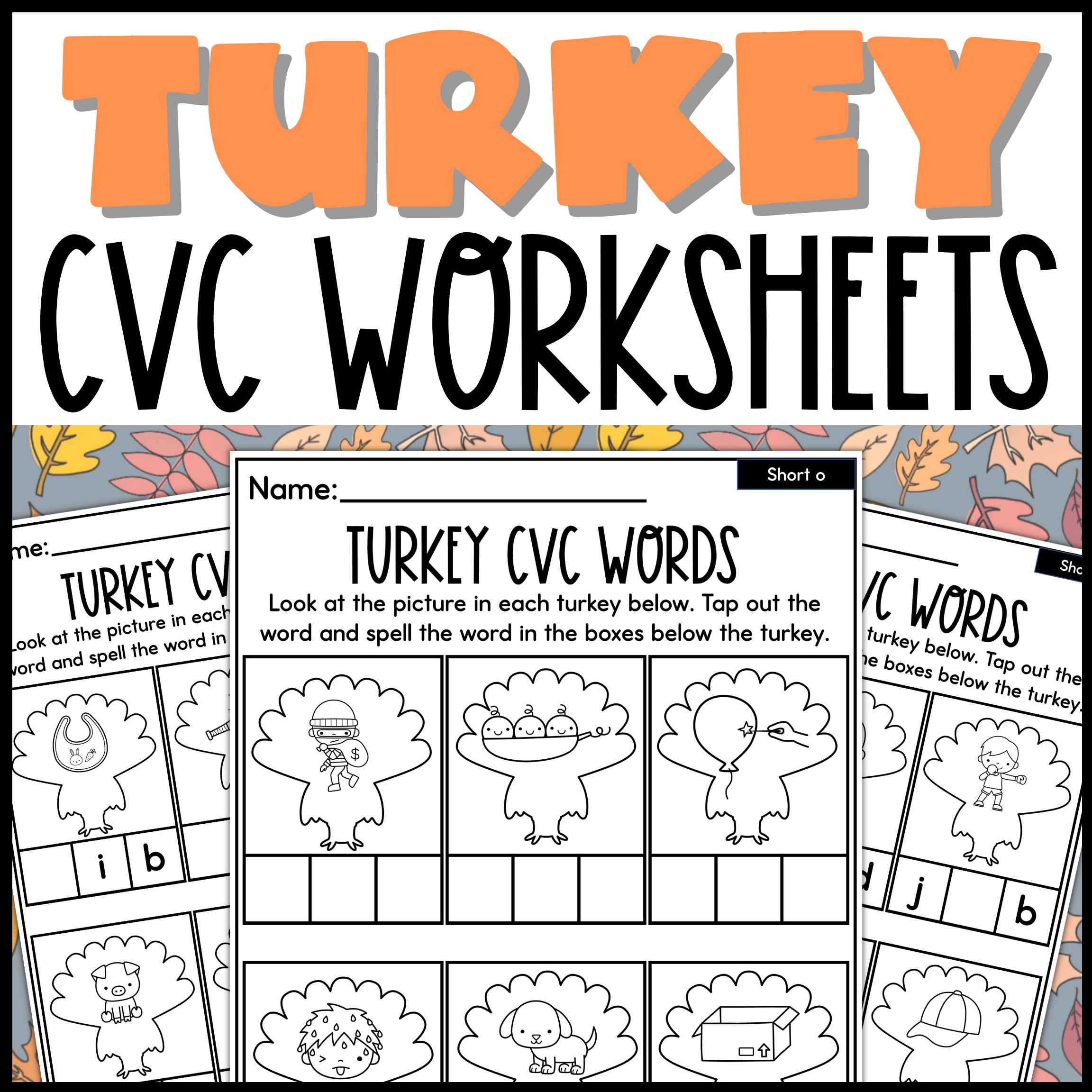 November Themed Cvc Worksheets | Turkey Themed - Classful pertaining to Thanksgiving Cvc Worksheets