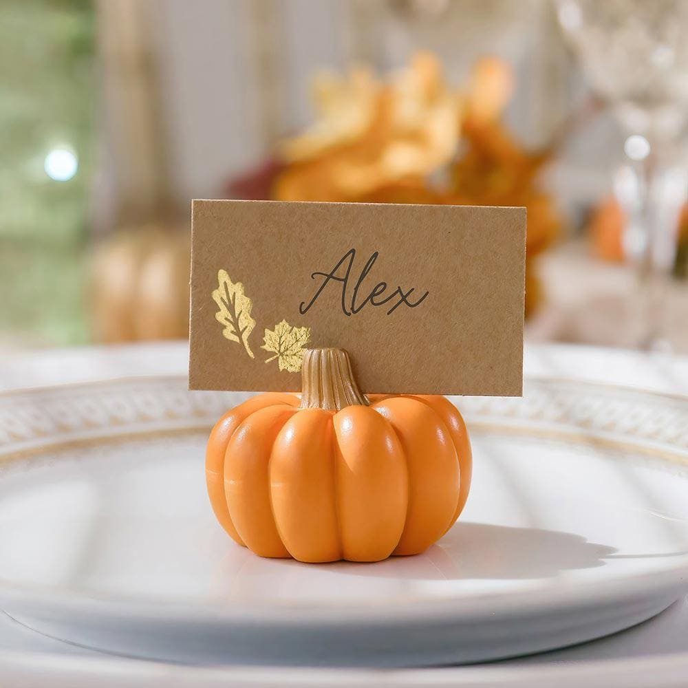 Orange Pumpkin Place Card Holders Set Of 6, Fall Place Card in Thanksgiving Place Cards Holder