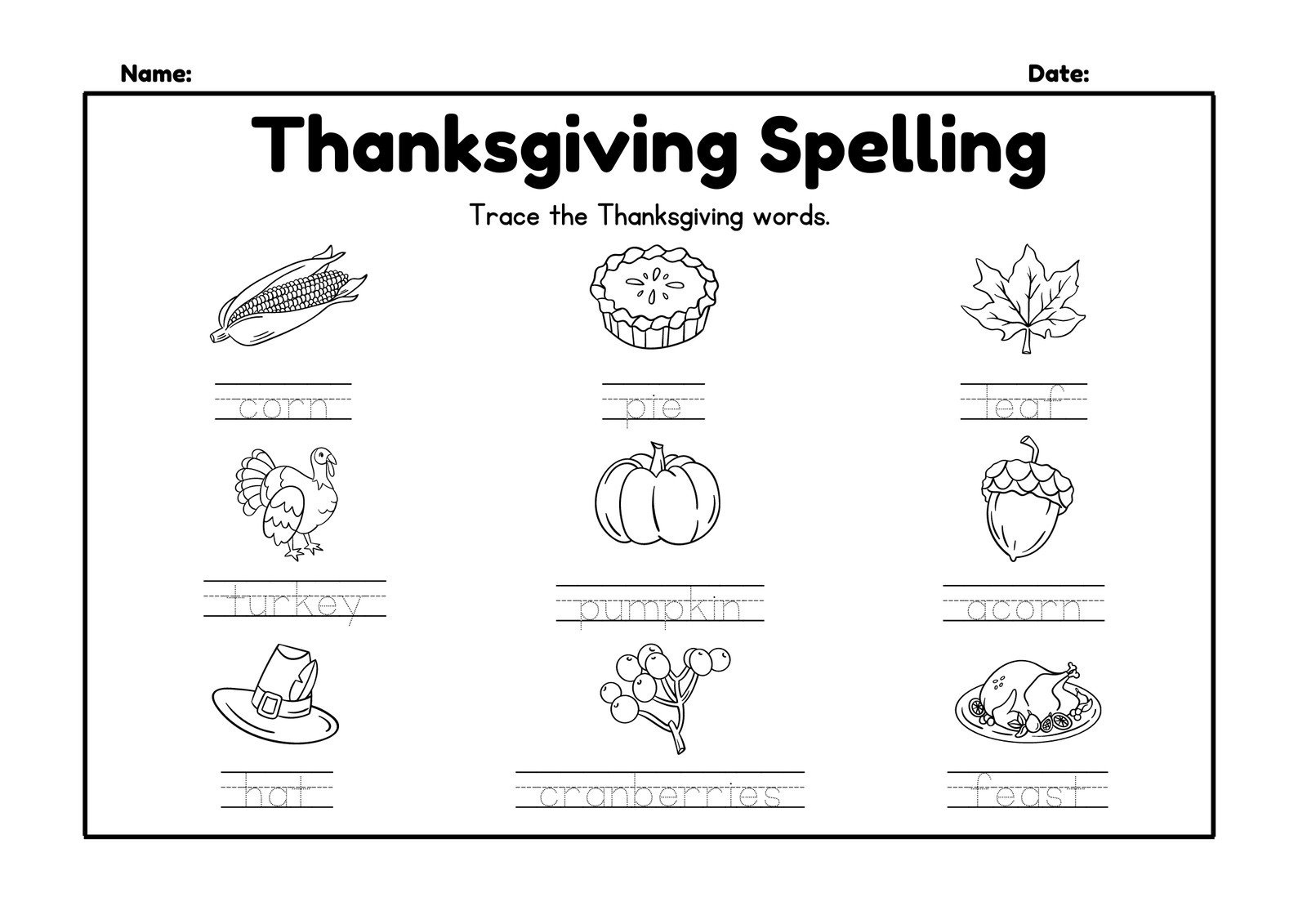 Page 2 - Customize 266+ Thanksgiving Worksheet Templates Online for Thanksgiving Spelling Worksheets