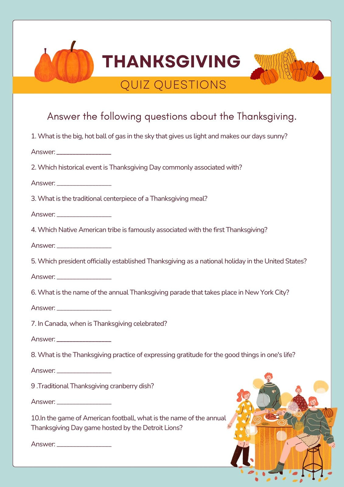 Page 2 - Customize 266+ Thanksgiving Worksheet Templates Online inside 7-2 Thanksgiving Worksheet Answers