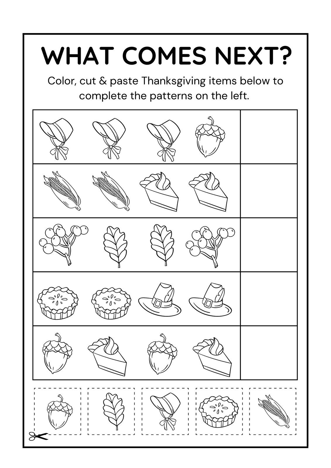 Page 3 - Customize 261+ Thanksgiving Worksheet Templates Online inside Color Cut And Paste Thanksgiving Worksheets