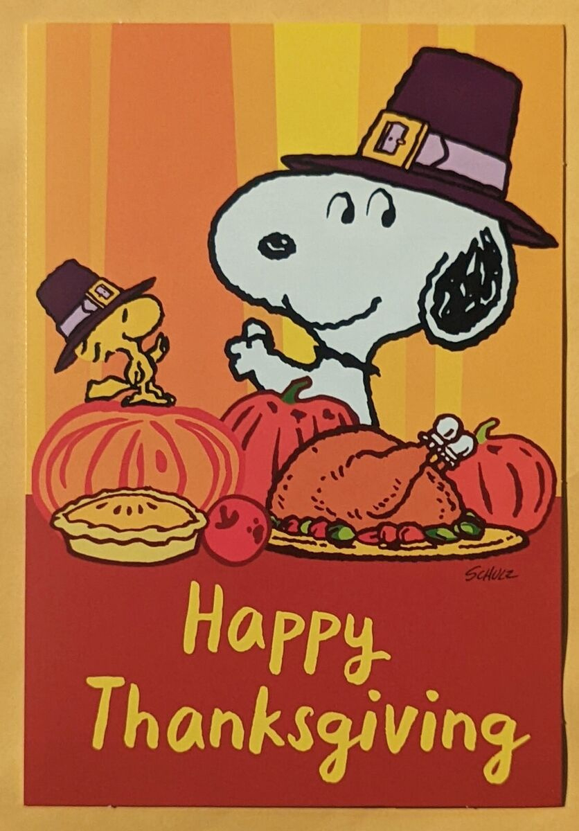 Peanuts &amp;quot;Snoopy&amp;quot; Happy Thanksgiving Greeting Card (+Envelope 5X7 inside Peanuts Thanksgiving Cards