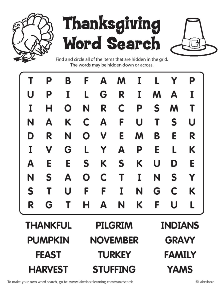 Super Teacher Worksheets Thanksgiving Word Search Answers