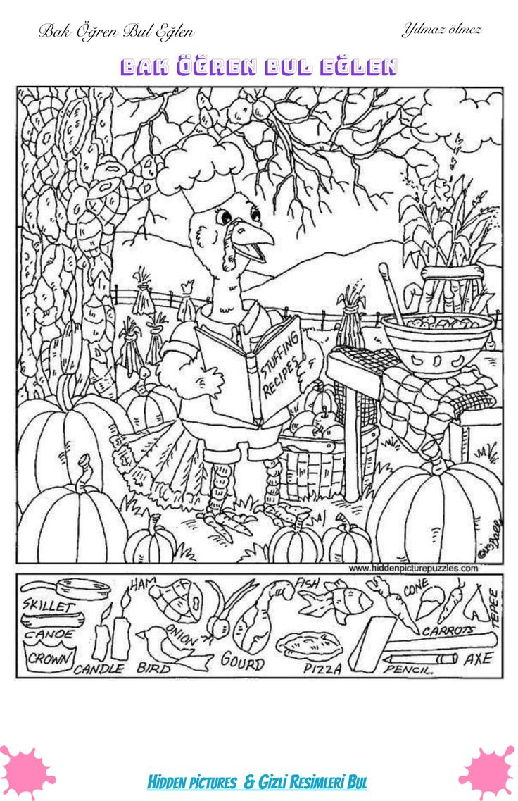 Pin Page pertaining to Thanksgiving Hidden Pictures Printables