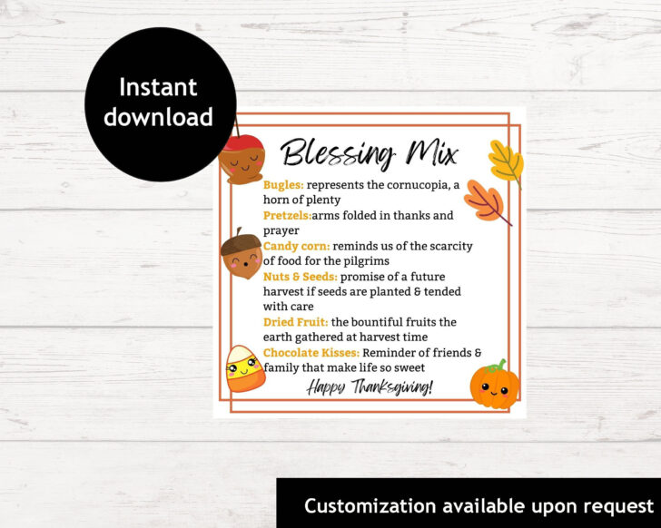 Thanksgiving Blessing Mix Poem Printable