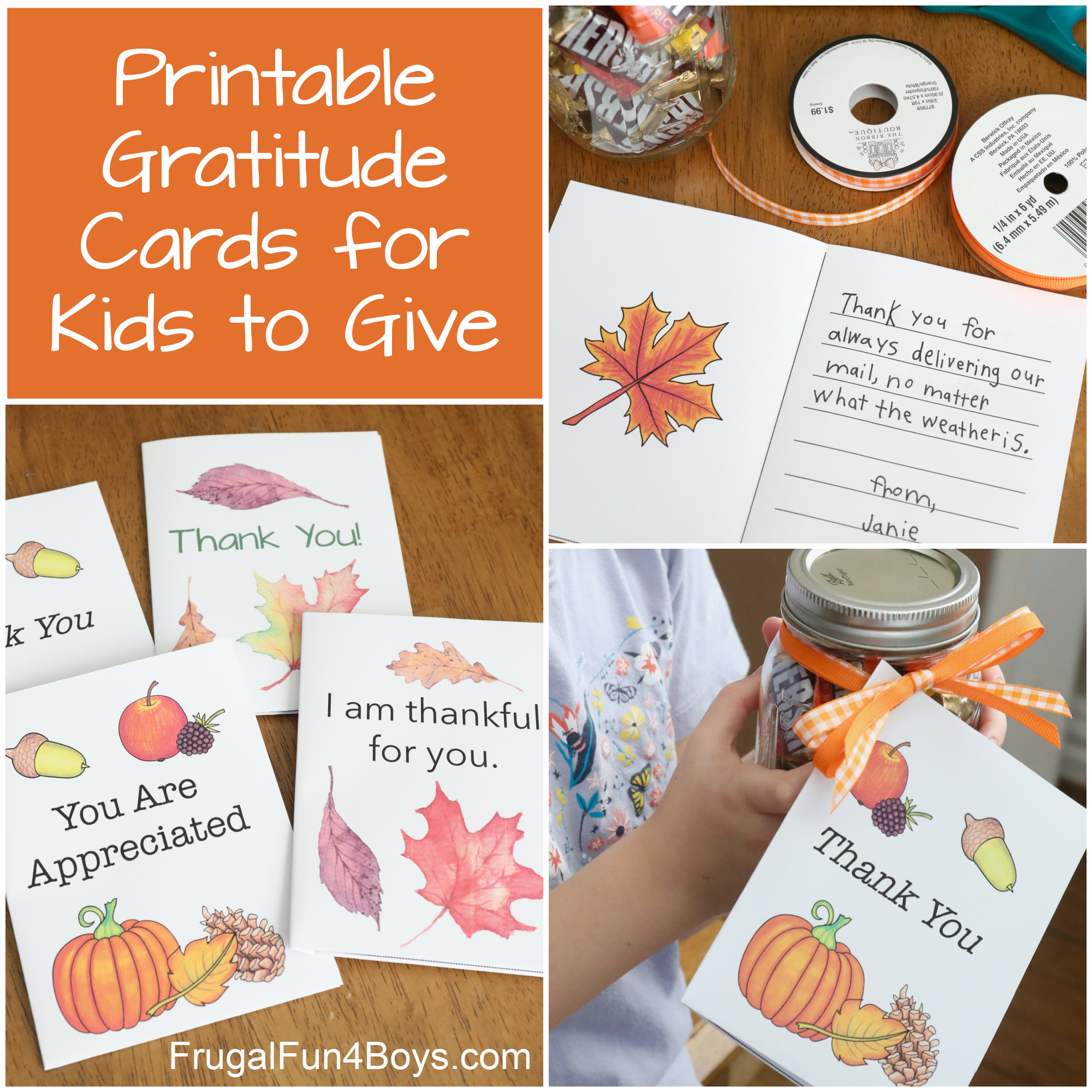 Printable Gratitude Cards {Kids Thanksgiving Activity} - Frugal for Thanksgiving Gratitude Cards