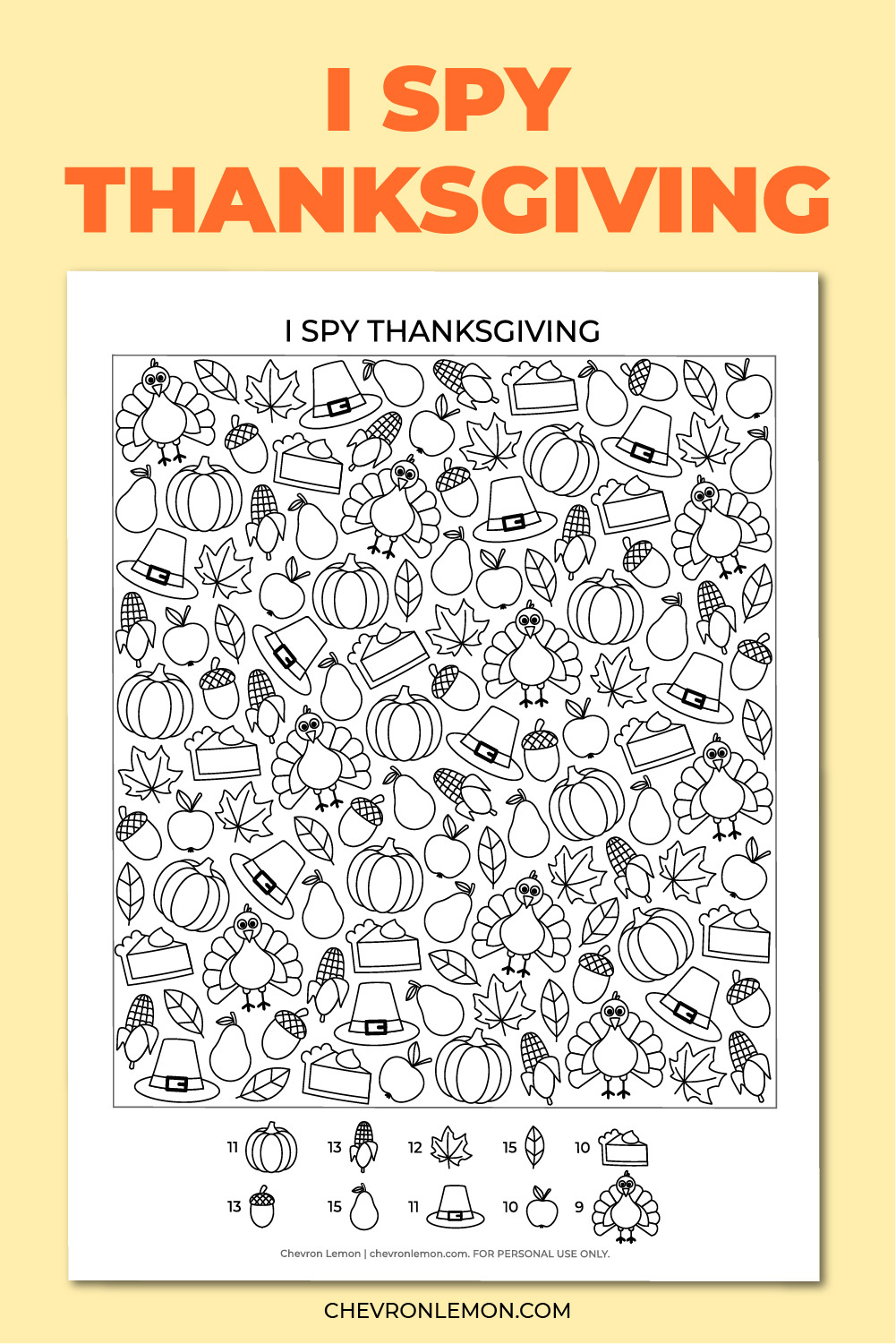 Printable I Spy Thanksgiving Game - Chevron Lemon inside Thanksgiving I Spy Printable