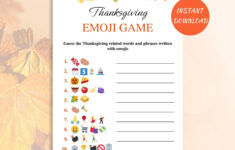 Printable Thanksgiving Emoji Game | Thanksgiving Dinner Game with Thanksgiving Emoji Game Free Printable