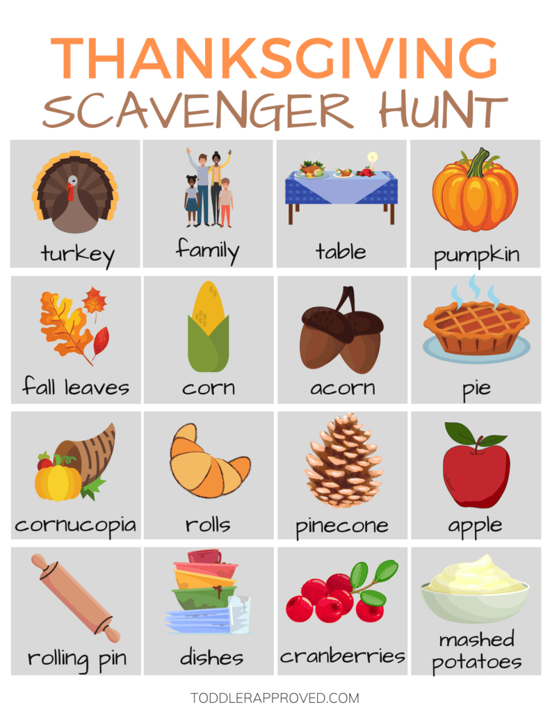 Printable Thanksgiving Scavenger Hunt - Toddler Approved pertaining to Printable Thanksgiving Scavenger Hunt