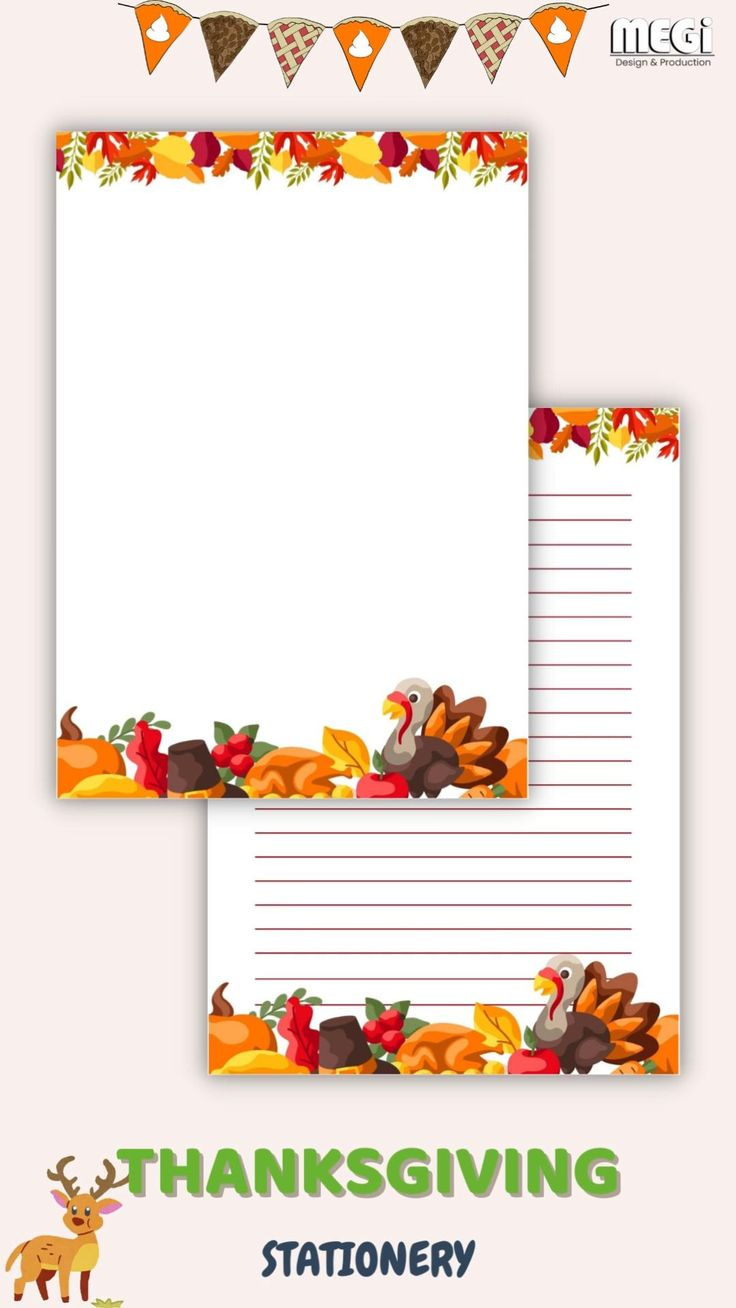 Printable Thanksgiving Stationery - Fall Pattern Stationery - A4 regarding Printable Thanksgiving Stationery