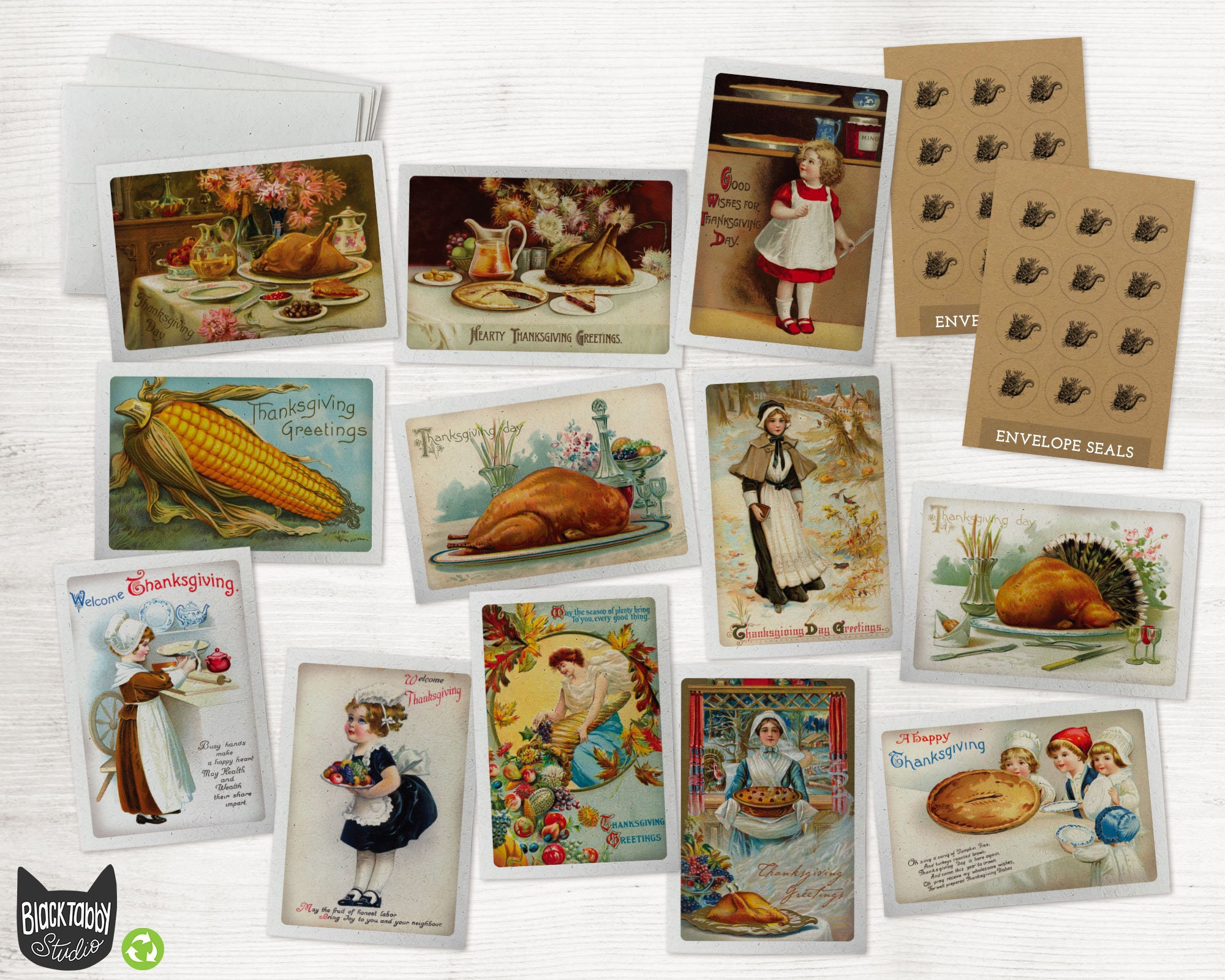 Retro Thanksgiving Dinner Greeting Cards Collection 24 with Retro Thanksgiving Cards