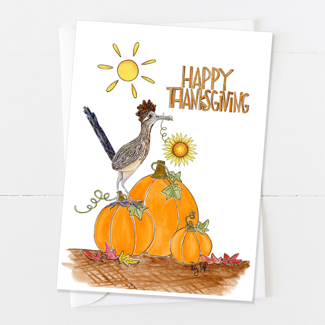 Road Runner Pumpkins | Thanksgiving Card - Zinnia Sky Studio for Thanksgiving Cards With Pictures