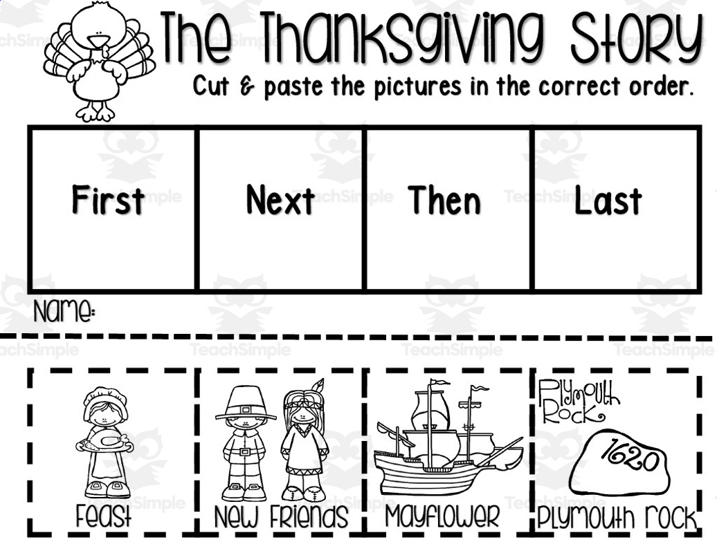 Sequence The Thanksgiving Story Activityteach Simple with Thanksgiving Sequencing Worksheet