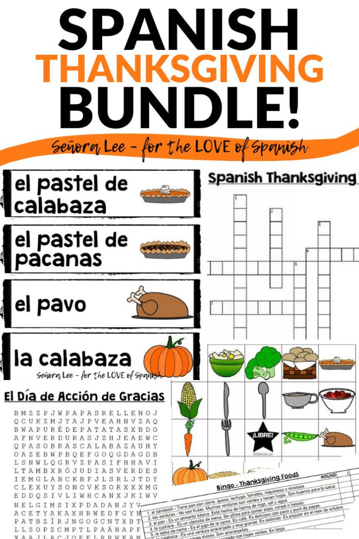 Spanish Worksheets For Thanksgiving