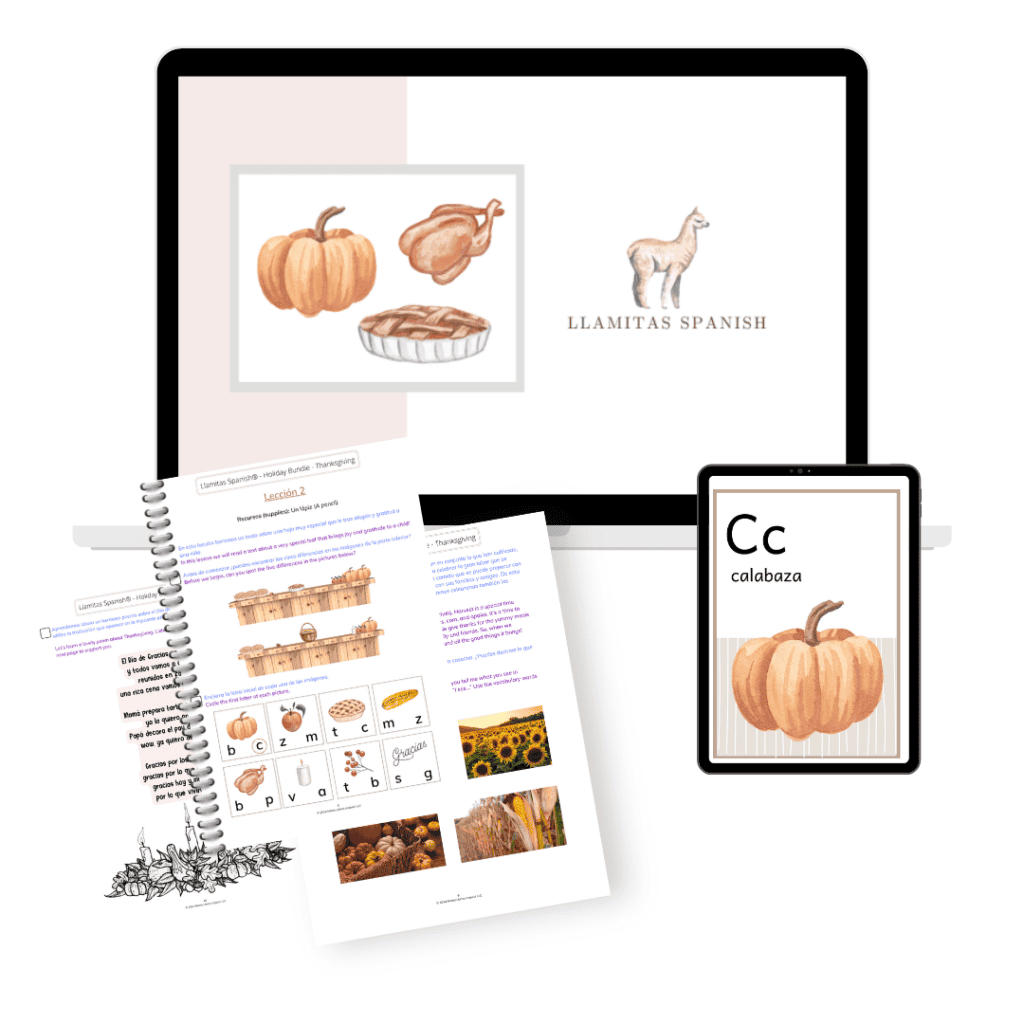 Spanish Thanksgiving Worksheets - Llamitas Spanish in Thanksgiving Spanish Worksheets