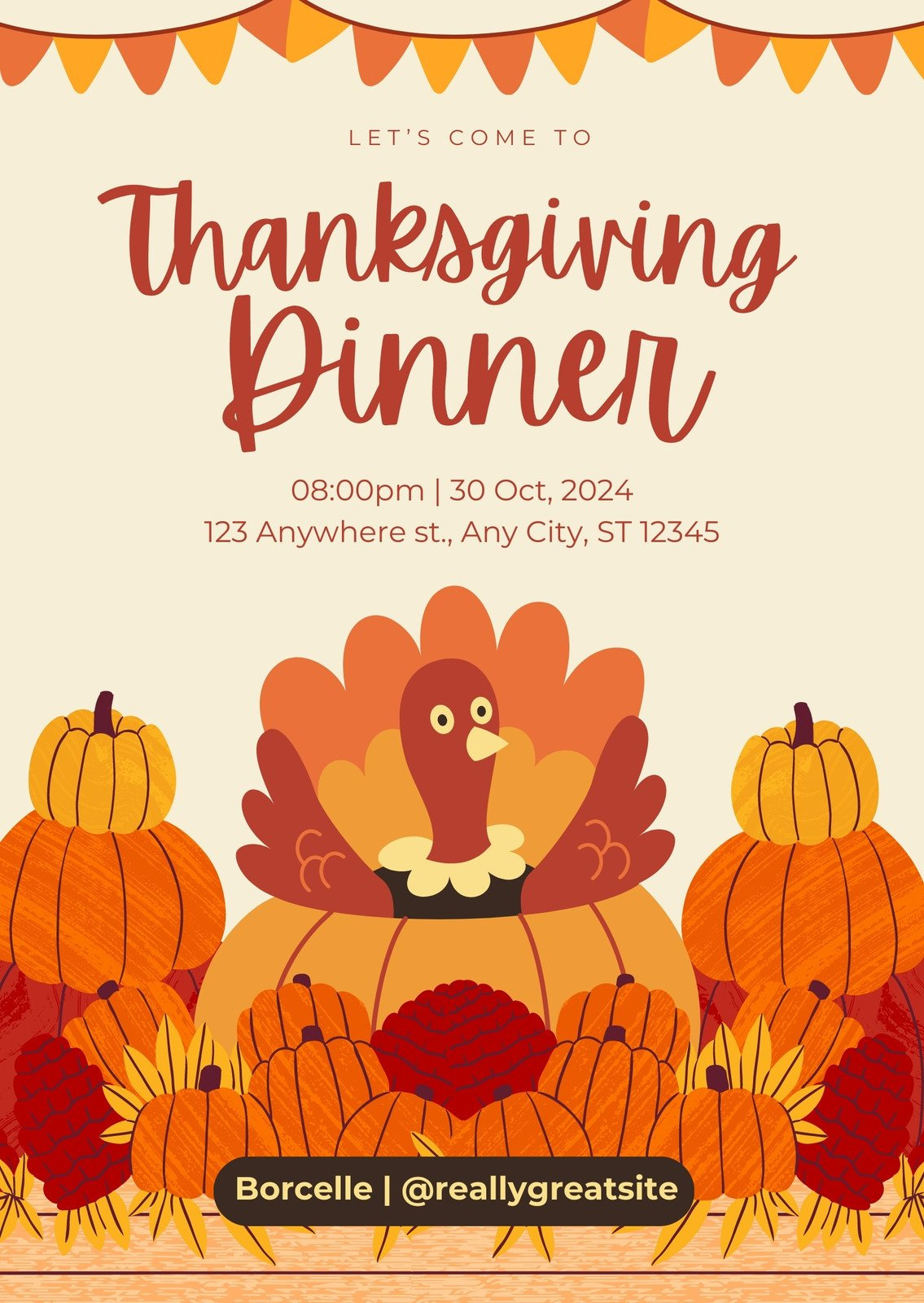 Square Card for Thanksgiving Dinner Invitations Printable