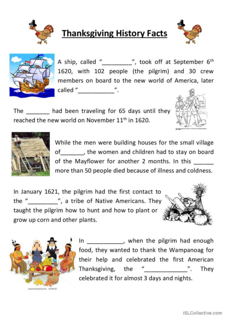 The History of Thanksgiving Worksheet Answers