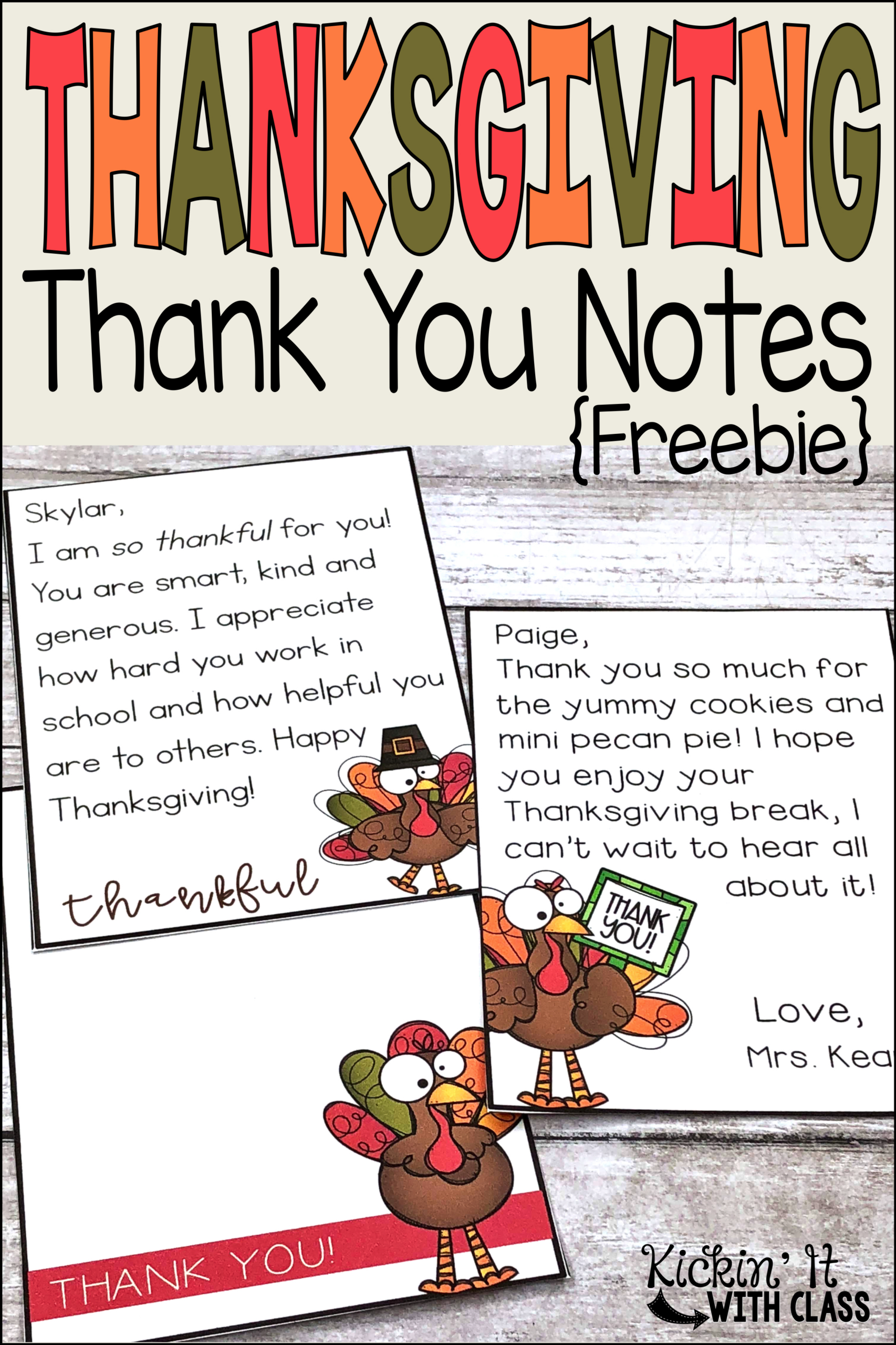 Thank You Notes For Teachers (Thanksgiving Freebie) inside Thanksgiving Cards To Teachers