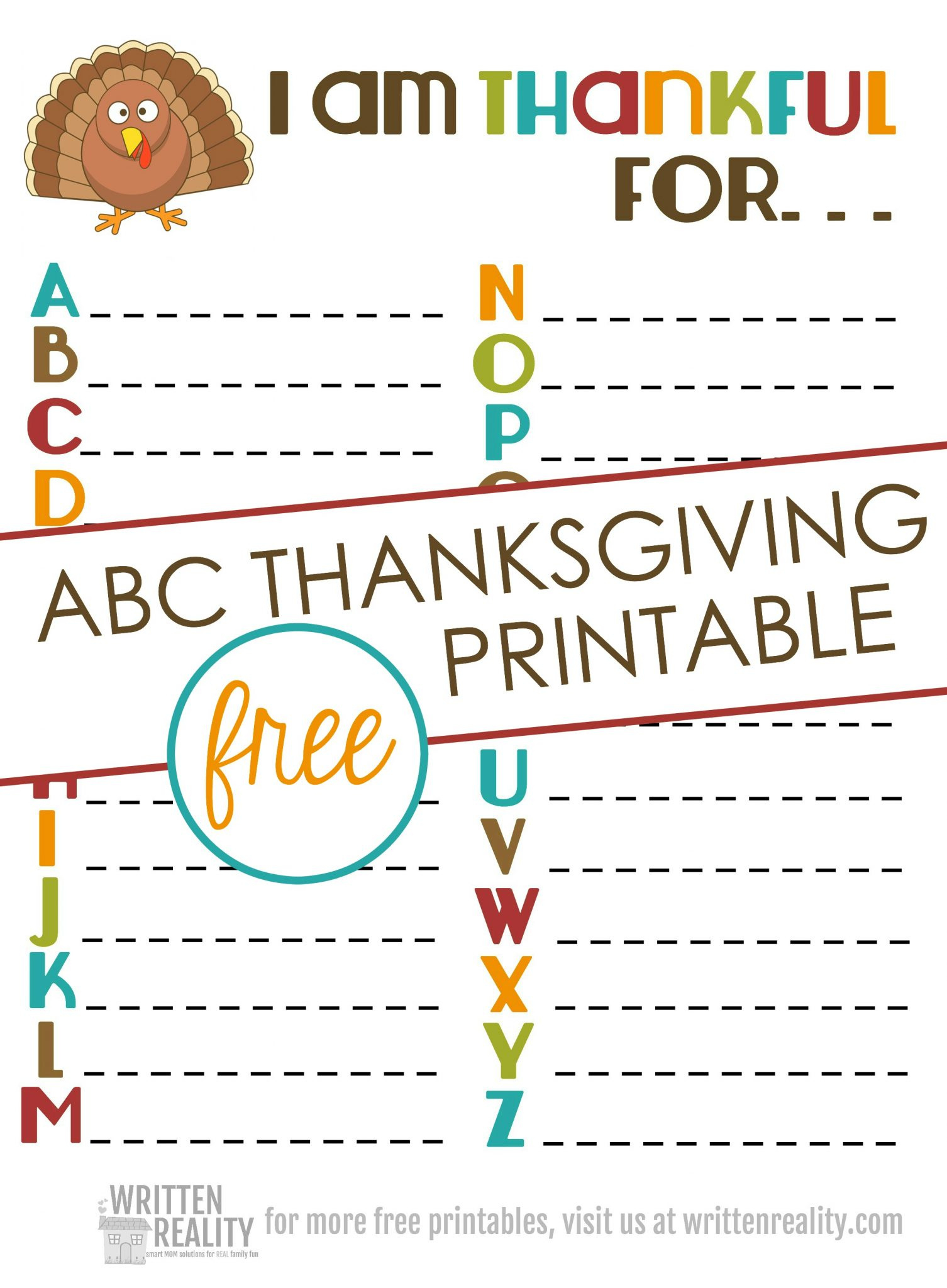 Thankful Abcs Printable Is Perfect For Thanksgiving! - Written Reality regarding Thanksgiving Abc Order Worksheets