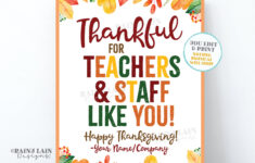 Thankful For Teachers And Staff Like You Sign, Thankful Sign Pie in Thanksgiving Cards Messages To Teacher