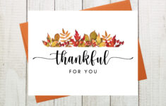 Thankful For You Greeting Card, Thanksgiving Card, Fall Thank You inside Thank You Thanksgiving Cards