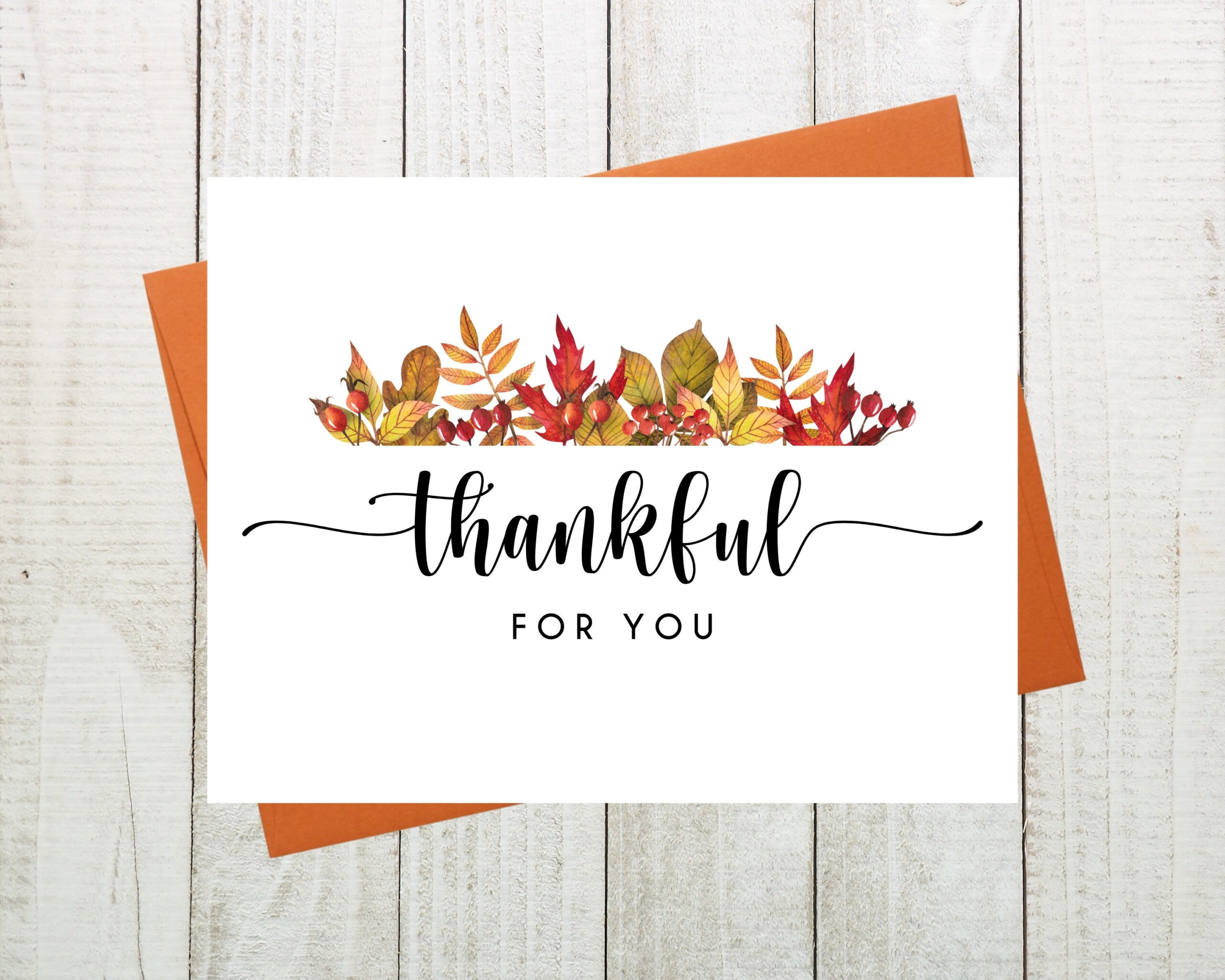 Thankful For You Greeting Card, Thanksgiving Card, Fall Thank You inside Thank You Thanksgiving Cards