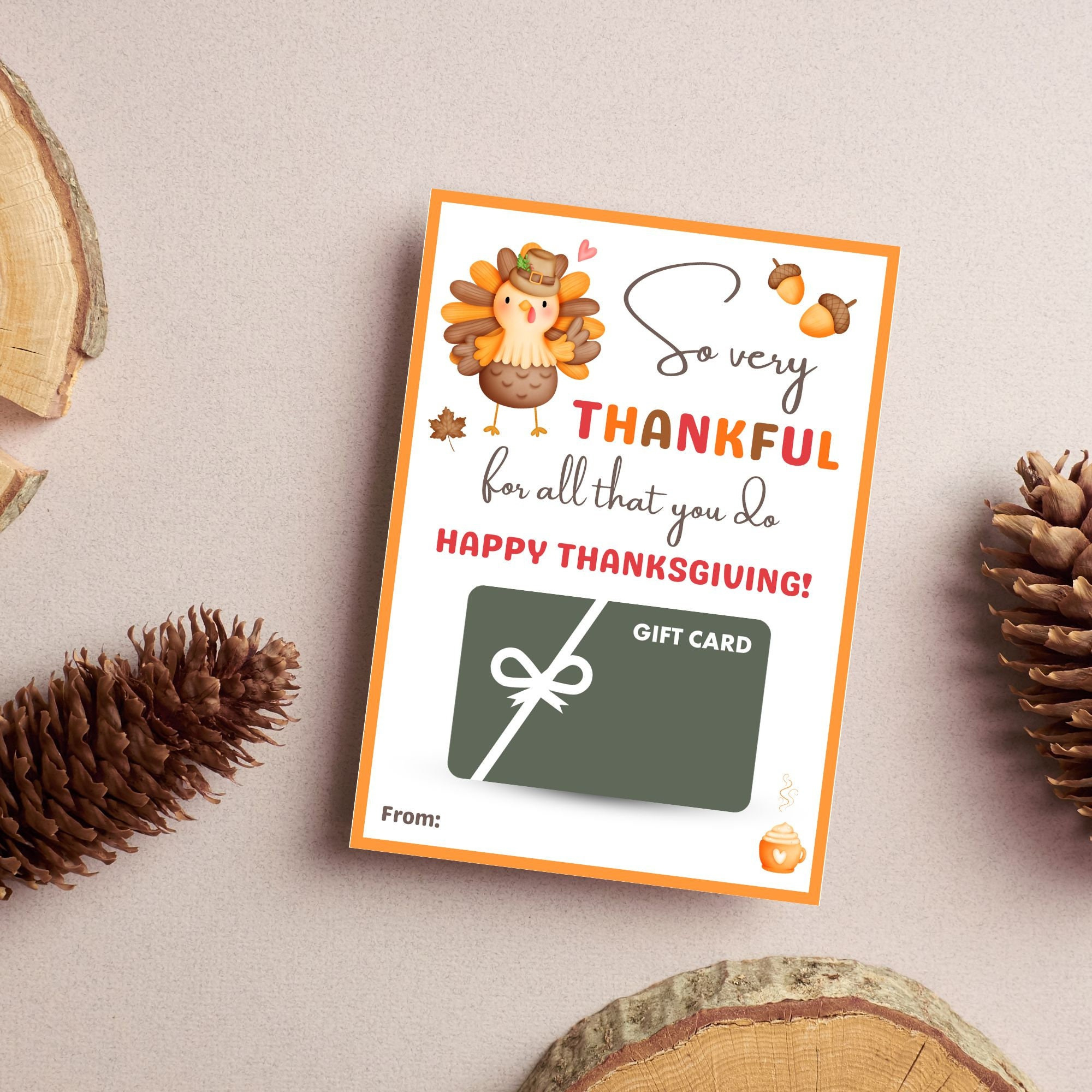 Thankful For You, Instant Download, Printable Gift Card Holder in Thanksgiving Gift Cards Ideas