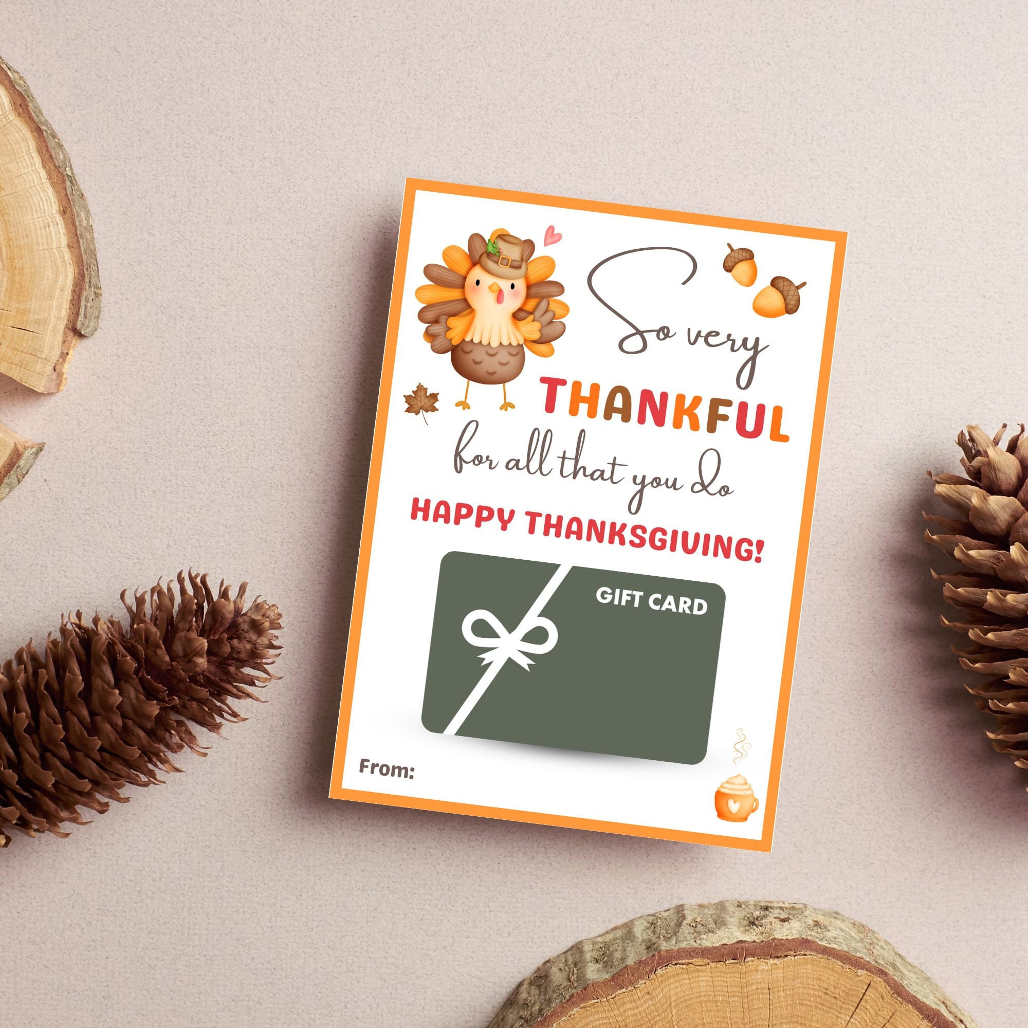 Thankful For You, Instant Download, Printable Gift Card Holder regarding Gift Cards Thanksgiving