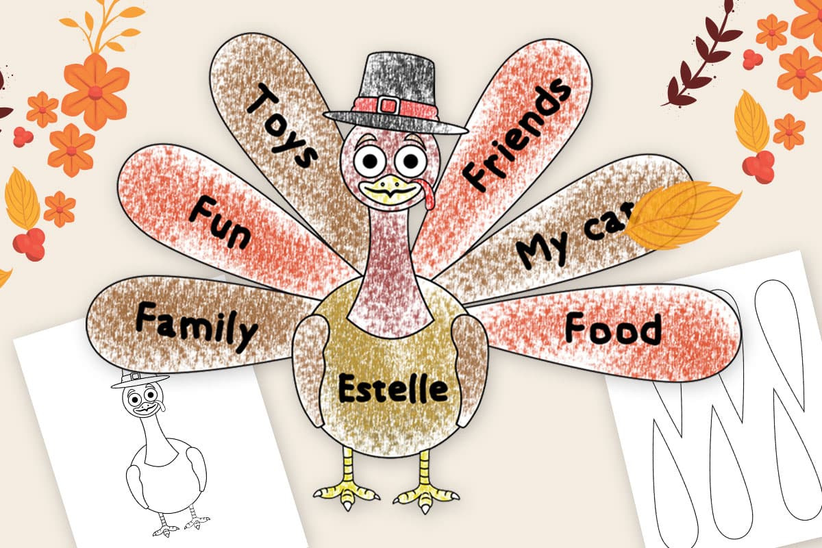 Thankful Turkey Craft Printable | Mrs. Merry intended for Free Thanksgiving Crafts Printables