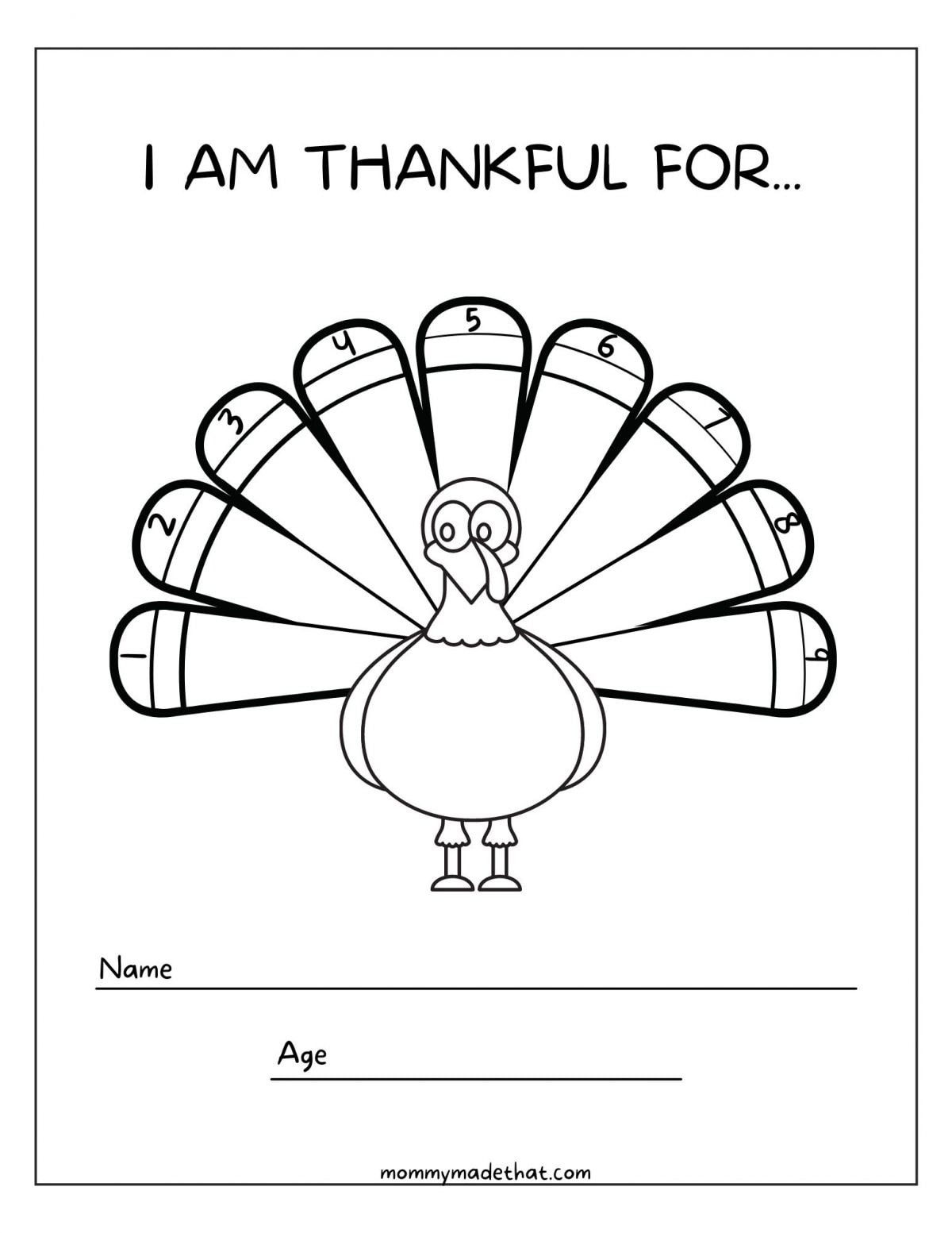 Thankful Turkey Printable pertaining to Turkey Thanksgiving Worksheet