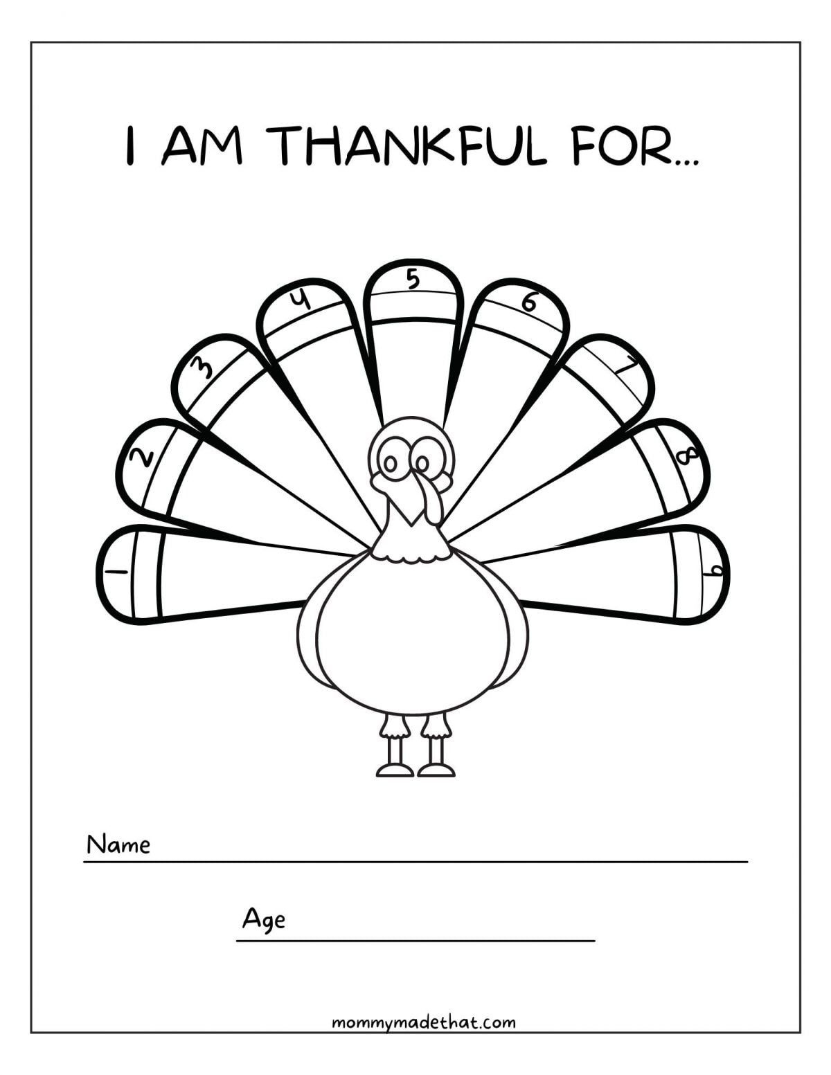 Thankful Turkey Printable with regard to Thanksgiving Printable Turkey